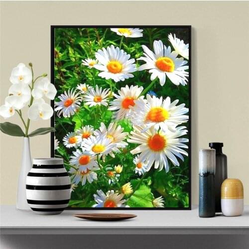 Huacan Full Square&Round Diamond Painting Flower 5D Diamond Embroidery Mosaic Art Daisy Home Decorations