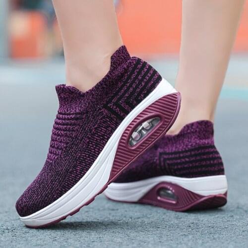 Sneakers Women Tennis Shoes Air Cushion Increasing Height Walking Footwear Slip-on Breathable Sports Shoes Feminino Tenis
