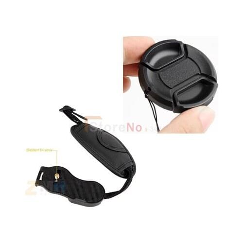 67mm Lens Cap Cover with Strap + Wrist Hand grip strap For Can&n 5D 7D 50D 60D 500D 550D 650D 600D 1100D 18-135mm Lens Free ship