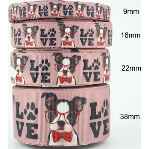 New DIY sewing home decoration animal ribbons Cartoon dog printed grosgrain ribbon 16mm 22mm 38mm 10 25 50 yards