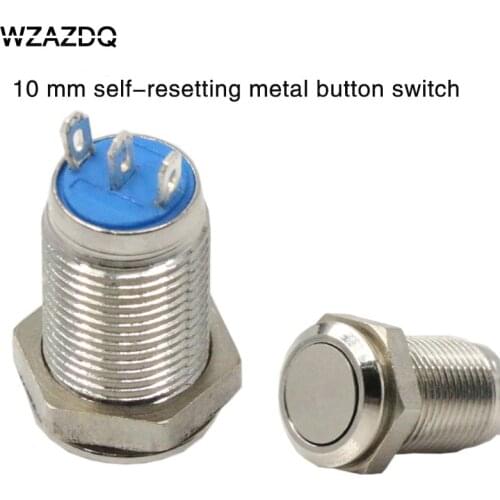 10 mm metal push button switch flat reset button switch 1 normally open one normally closed three feet waterproof rust