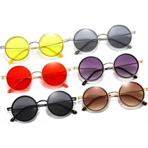 Fashion Retro Round Sunglasses Women Sun Glasses Lens Alloy Kids Sunglasses female Eyewear Frame Driver Goggles Car Accessories