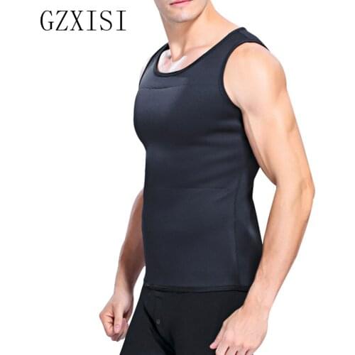 GZXISI Black Color Mens Neoprene Tank Tops Slimming Waist Sweat Corset Sexy Mens Vests High Quality Stretch Corsets Shapewear