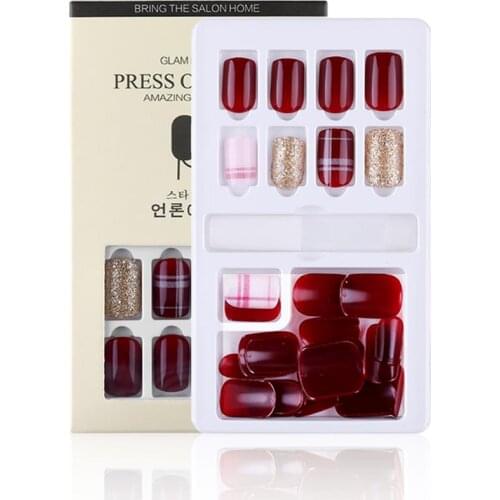 30pcs Detachable False Nail Artificial Tips Set Full Cover for Short Decoration Press On Nails Fake Art Extension Tips With Glue