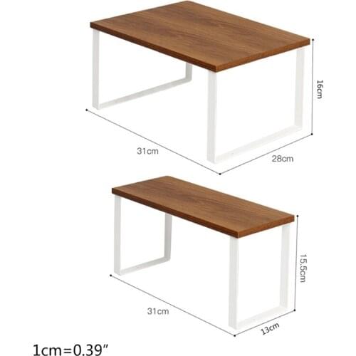 Wrought Iron+Wood Desktop Shelf Rack Bathroom Multi-Functional Finishing Rack Kitchen Spice Organizer Closet Storage