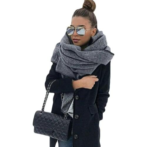 Autumn Winter Fashion Solid Color Scarf Cloak Winter Warm Shawl Neck Wrap Long Tassel Outdoor Shawls Holiday Gifts