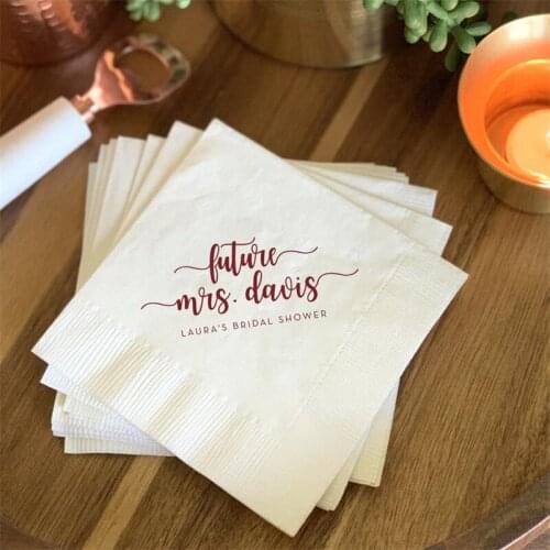 Personalized Bridal Shower Napkins Future Mrs - Bridal Shower - Rehearsal Dinner - Custom Engagement Party Napkins