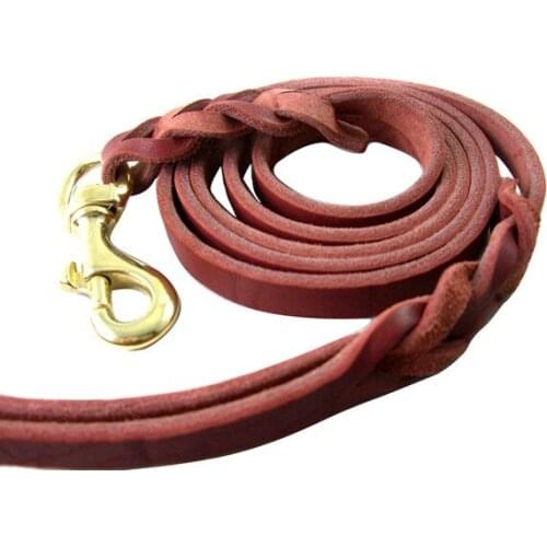 South Korean exports of the professional game rope leash dog chain dog leash soft leather lengthen Golden Satsuma