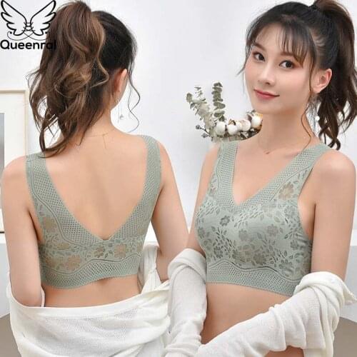 Queenral Sexy Lace Bras For Women Push Up Brassiere BH Wireless Bralette Soutien Gorge Femme Lingerie Seamless Bra With Padded