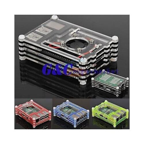 Raspberry Pi 3 B+ Model Transparent Sliced Acrylic Case Enclosure Box Black diy electronics