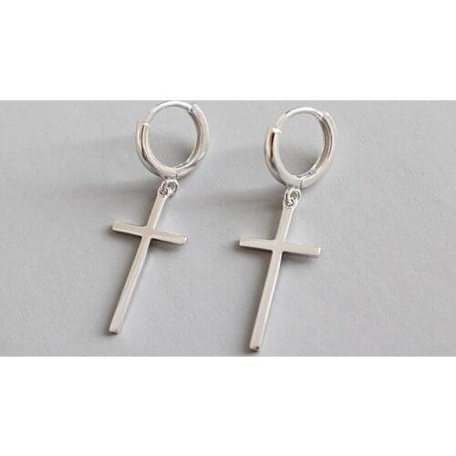 Newest Design Fashion S925 Sterling Silver Cross Drop Earrings For Women Jewelry Accessories