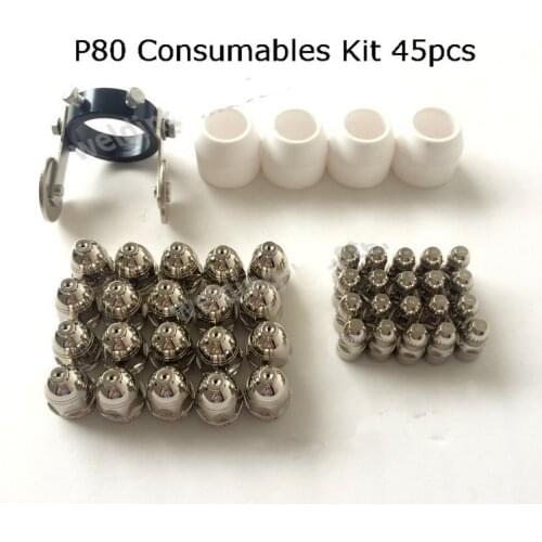 Panasonic P80 Electrode Nozzle 1.5 Shiled Guide Wheel Spacer Kit 45pcs Air Plasma Cutting Machine Cutter Torch Comsumables