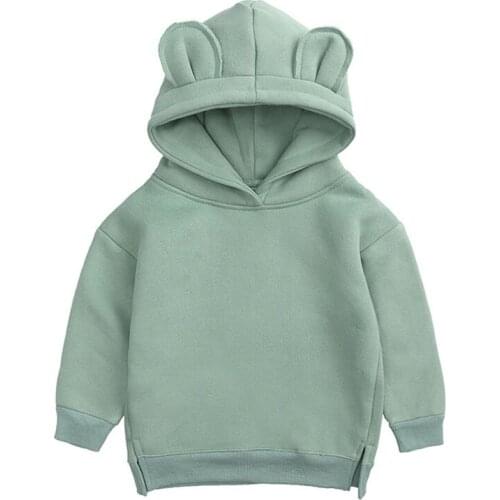 Baby Boys Girls Bear Hoodie Top Childrens Spring Autumn Kids Baby Boys Girls Long Sleeve Pure Color Children Hoodie
