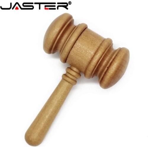 JASTER Wooden usb flash drive gavel Hammer model 64gb 16gb 32gb 4GB memory usb stick maple wood pen drive 1PCS free custom logo