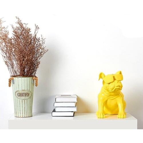 Wearing Glasses Bulldog Figurine Home Decoration resin sculpture Personality Art dogs resin Statue Decorative desktop ornaments
