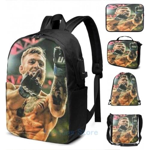 Funny Graphic print Conor-Mcgregor USB Charge Backpack men School bags Women bag Travel laptop bag