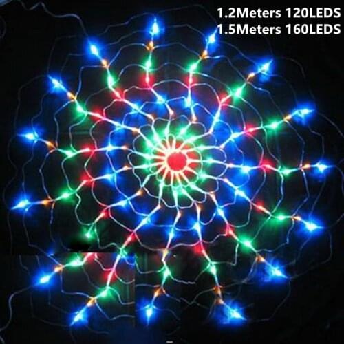 1.5M 160Leds SPIDER NET COLORFUL AC 110v/220V Colorful Spider Web Led Fairy String Lights Festival Party Hotel Net Lights