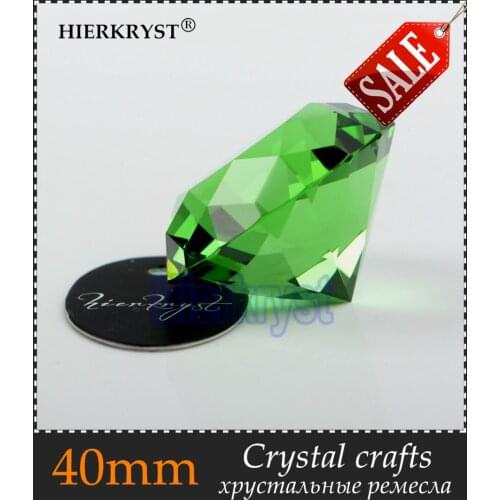 1Pc Deep Green Crystal Glass Diamond Paperweight Wedding Party Vence Decor Rainbows 40mm