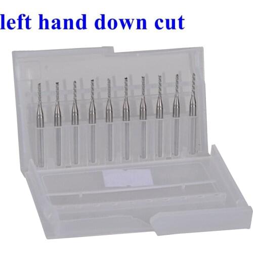10pc 3.175X1.5X8.5mm Left Spiral PCB milling cutter down cut Corn end mill Engraving Bit CNC PCB drill bit Set pcb router bits