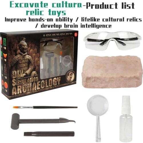 3D Archaeology Excavation Gem Terra Cotta Warriors and Horses Children Handmade and Assembled DIY Archeology Toys for Boys Girls