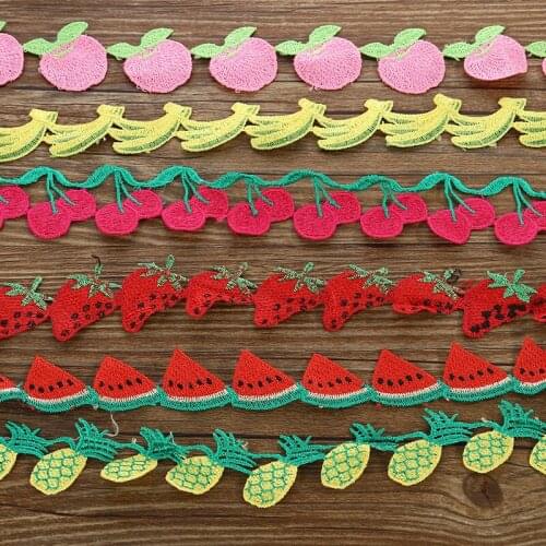 6 Yards Clothing Accessories Polyester Silk Colorful Lace 2.5cm Fashion Exquisite Soluble Fruit Lace for Spot Jewelry Toys