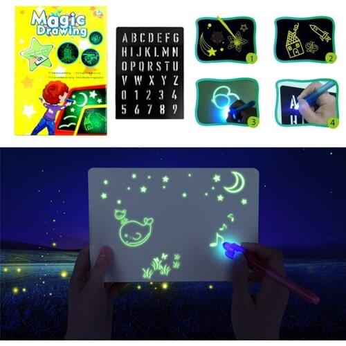 A3 A4 A5 LED DIY Luminous Drawing Board Graffiti Doodle Drawing Tablet Magic Draw With Light-Fun Fluorescent Pen Educational Toy