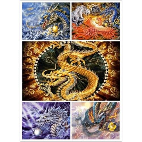 Touoilp 5D DIY Diamond Painting Cross Stitch picture diamond Embroidery mosaic Dragon tiger Full square Rhinestone needlework