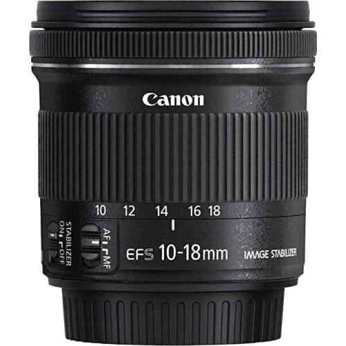 Canon EF-S10-18 mm f/4.5-5.6 IS STM Lens - Black Maximum focal length 18 Millimetres Focus type Auto/Manual Lens Diameter ‎1 MM