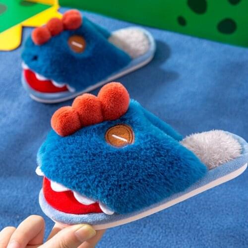 Winter Autumn Toddler Boys Girls Fluffy Little Kids Shoes Warm Cute Animal Cotton Fabric Flat with Home Slipper
