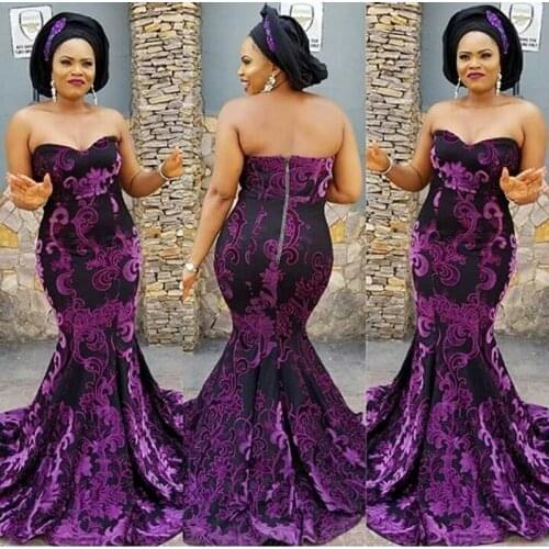 Nigerian Long Formal Dress Purple vestidos Evening Gowns abiye 2019 robe de soiree Elegant Mermaid Evening Dresses abendkleider