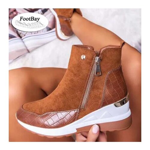FOOTBAY Women's Wedge Ankle Boots