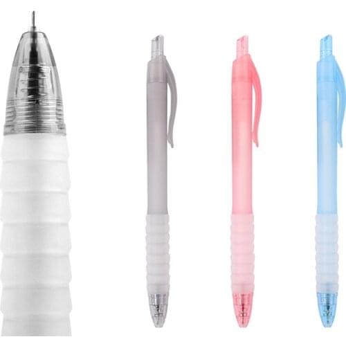 1PC Click Gel Pens Black Blue Red Ink Needle Tip 0.38mm Soft Rubber Grip Carbon Pens School Office Supplies Student Stationery