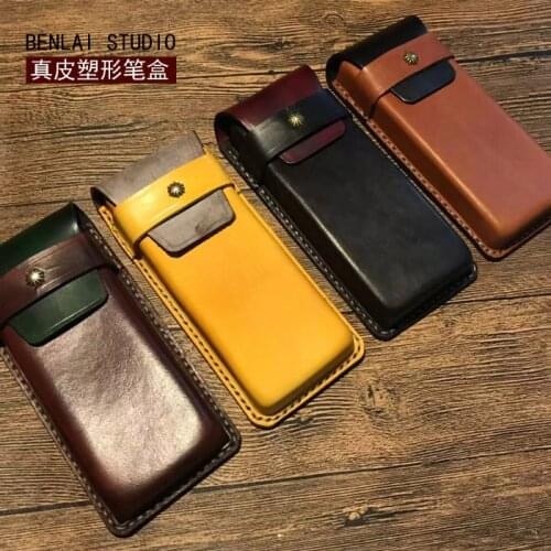 Handmde 100% Genuine Leather Pencil Box 4-6 Pens Capacity, Pen Bag, Pen Pouch