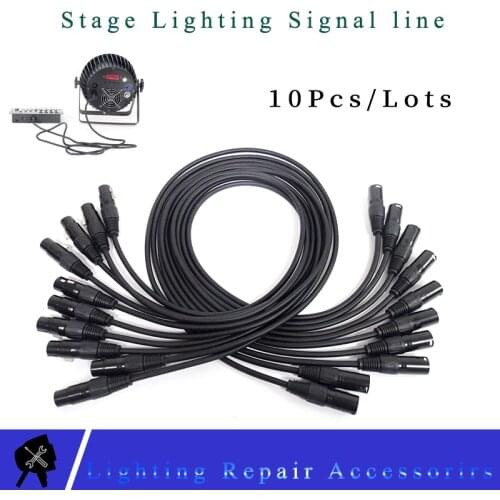 10pcs/lot 1.2 Meter Length 3 Pin DMX Signal Line Connection 1M Metal DMX Cable 3.5ft XLR For Stage Light Audio Moving Head