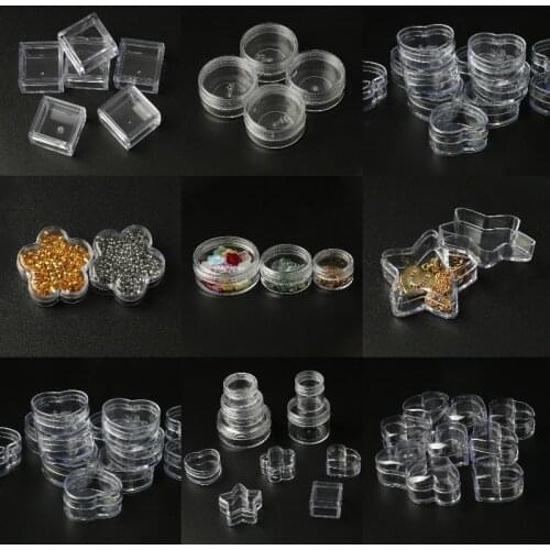 4Pcs Small Boxes Round Heart Star Transparent Plastic Jewelry Storage Case Finishing Container Packaging Storage Box for Earring