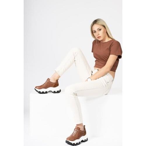 Genuine leather womens Sneaker High Serrated Bottom Sports Shoes