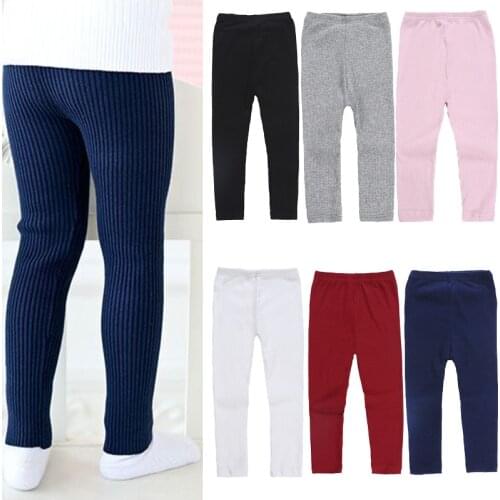 Girls Leggings Spring and Autumn Candy Color Knitted Stretch Pants Childrens Elastic Pants Wild Leggings