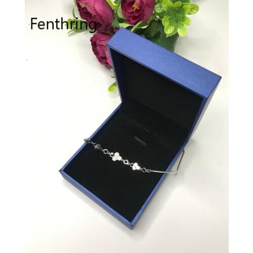 Fenthring Fashion Bracelets For Women Sterling Silver Plated 14K Gold Cubic Ziconia Necklace charms Jewelry