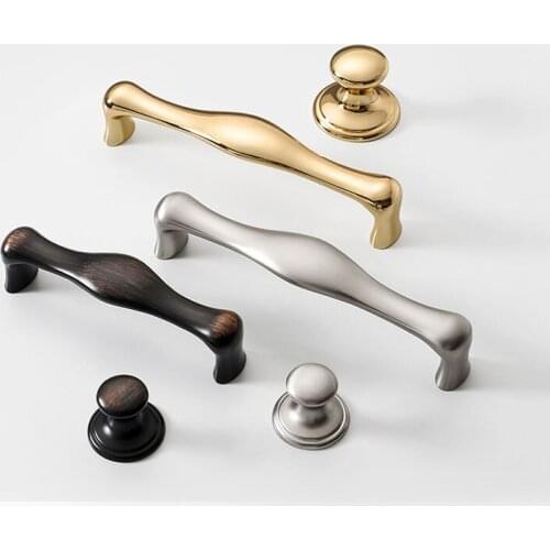 New Light Gold/Matte Silver Zinc Cabinet Handles Wardrobe Handle and Knobs Drawer Pull Handle Morden Furniture Door Hardware