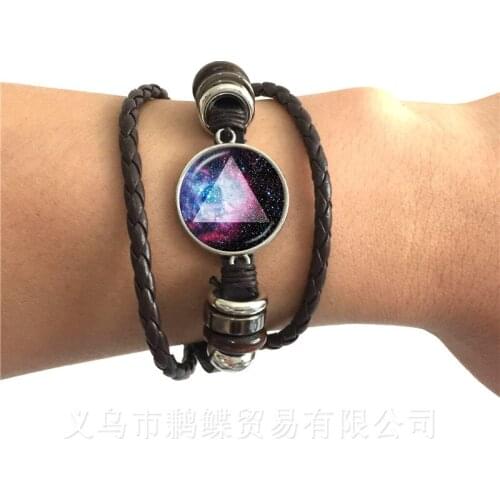 New Galaxy Nebula Space Jewelry Weave Strap Bracelet Vintage Black/Brown Adjustable Leather Bracelet Women Men Best Gift
