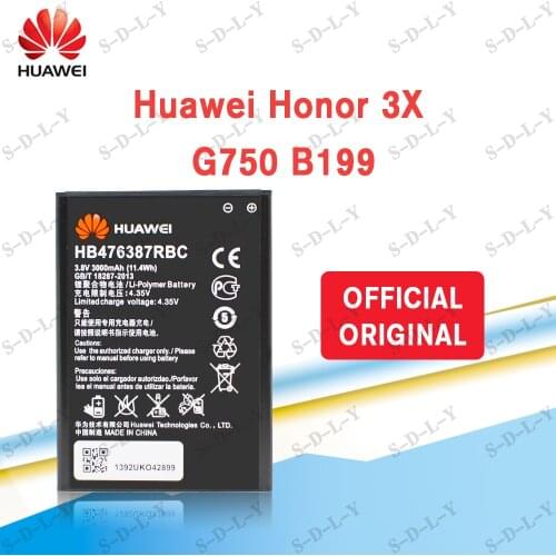 Hua Wei Orginal HB476387RBC Rechargeable Li-ion Phone Battery for Huawei Honor 3X G750 B199 3000mAh