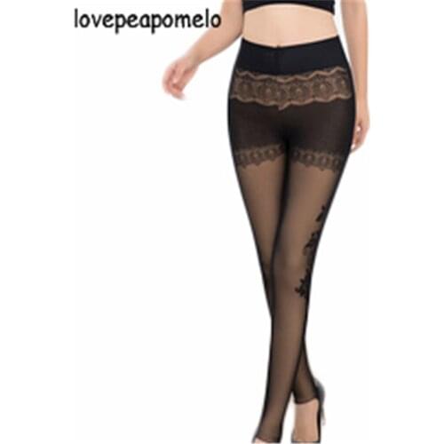 Autumn Winter Printed Lace Leggings Womens Plus Velvet Anti-Snagging Large Size Tight Leggins Step On Warm Female Long Pants