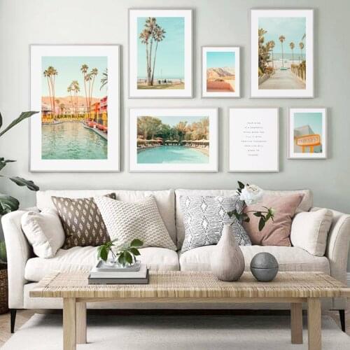 Beach Coconut Tree Swimming pool Quotes Nordic Posters And Prints Wall Art Canvas Painting Wall Pictures For Living Room Decor