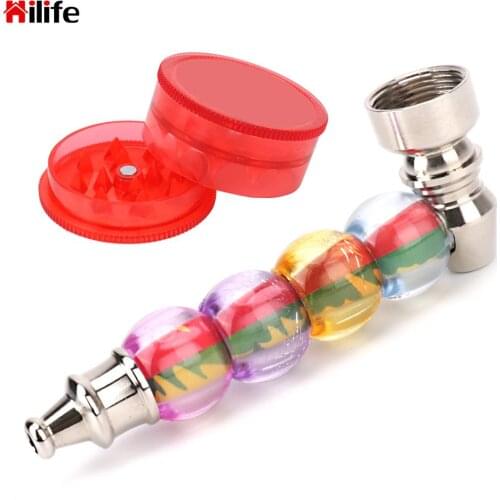 Portable Cigarette Holder Tobacco Pipe Metal Smoking Accessories With Spice Grinder Mesh Filter