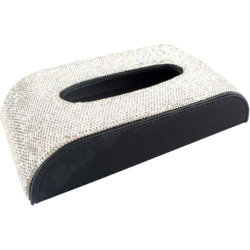 Bling Sparkly Crystals Leather Car Tissue Box Fashion Towel Paper Cover Case for Car luxury car accessories