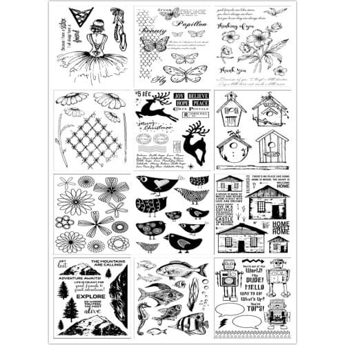 Plant animal Rubber Silicone Clear Stamps for Scrapbooking Tampons Transparents Seal Background Stamp Card Making Diy