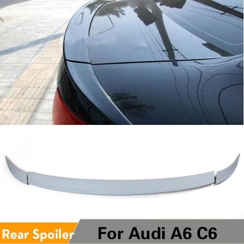 Rear Trunk Boot Spoiler Wing Lip For Audi A6 C6 Sedan 2005 - 2011 Car Spoiler PU Unpainted Grey 3PCS/SET