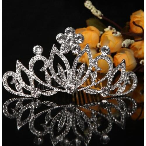Bridal Rhinestones Flower Party Hair Clip Comb Headpiece Crown Wedding Diamante