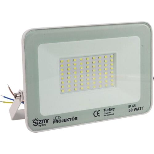 ZMR 50 WATT 6500K IP65 150 * BEAM ANGLE 220 VOLT DRIVERSIZ WHITE SLYM CASE LED PROJECTOR