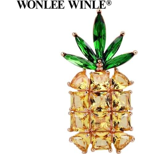 Wonlee Winle TOP Quality Copper with Rhinestone Austria Crystal Pineapple Brooches for Women Fashion Jewelry
